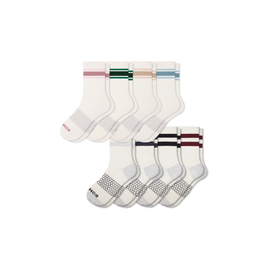 Women's Vintage Stripes Half Calf Sock 8-Pack - Classic Office Cushion