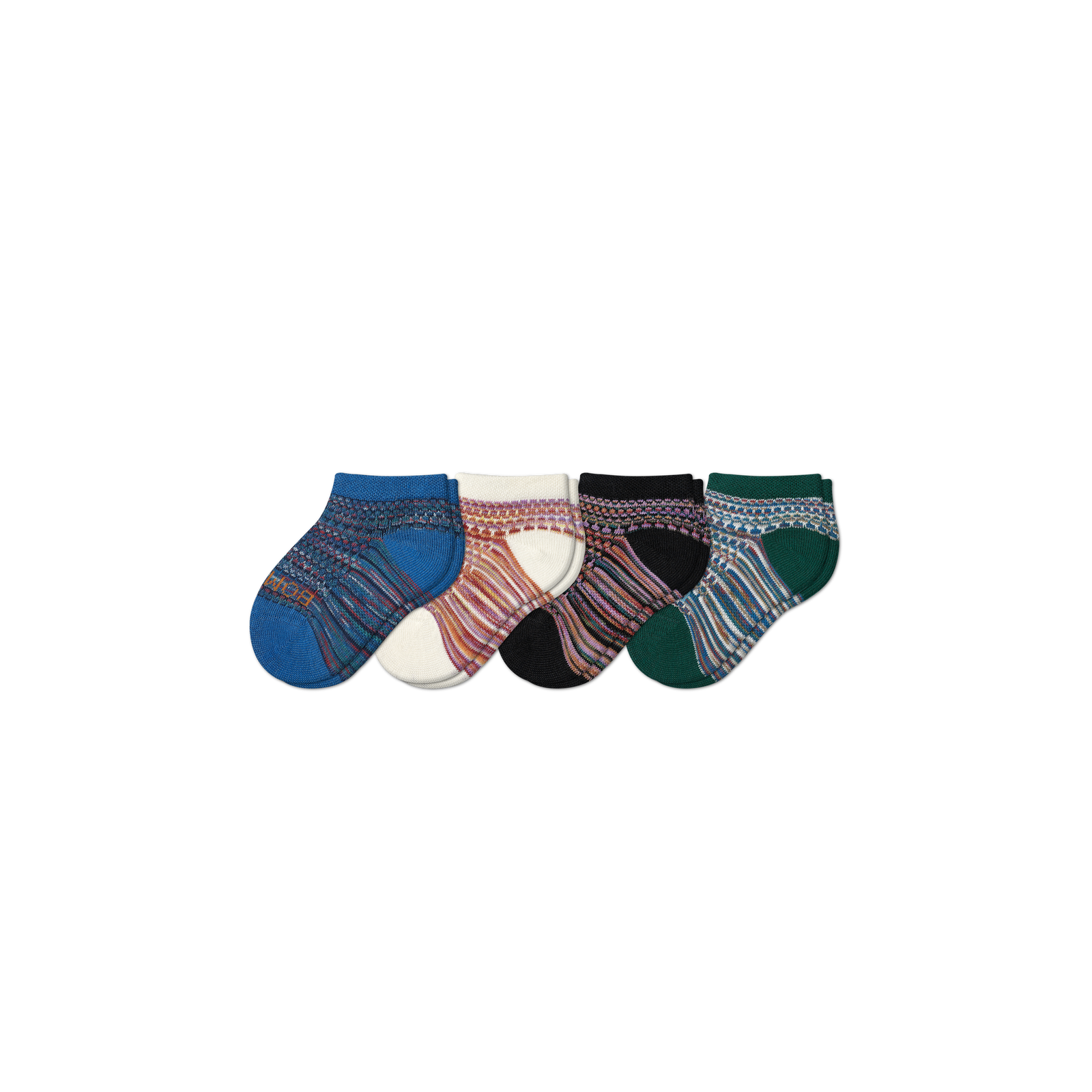 Toddler Lightweight Mosaic Ankle Sock 4-Pack - frost-orange-mix - 1