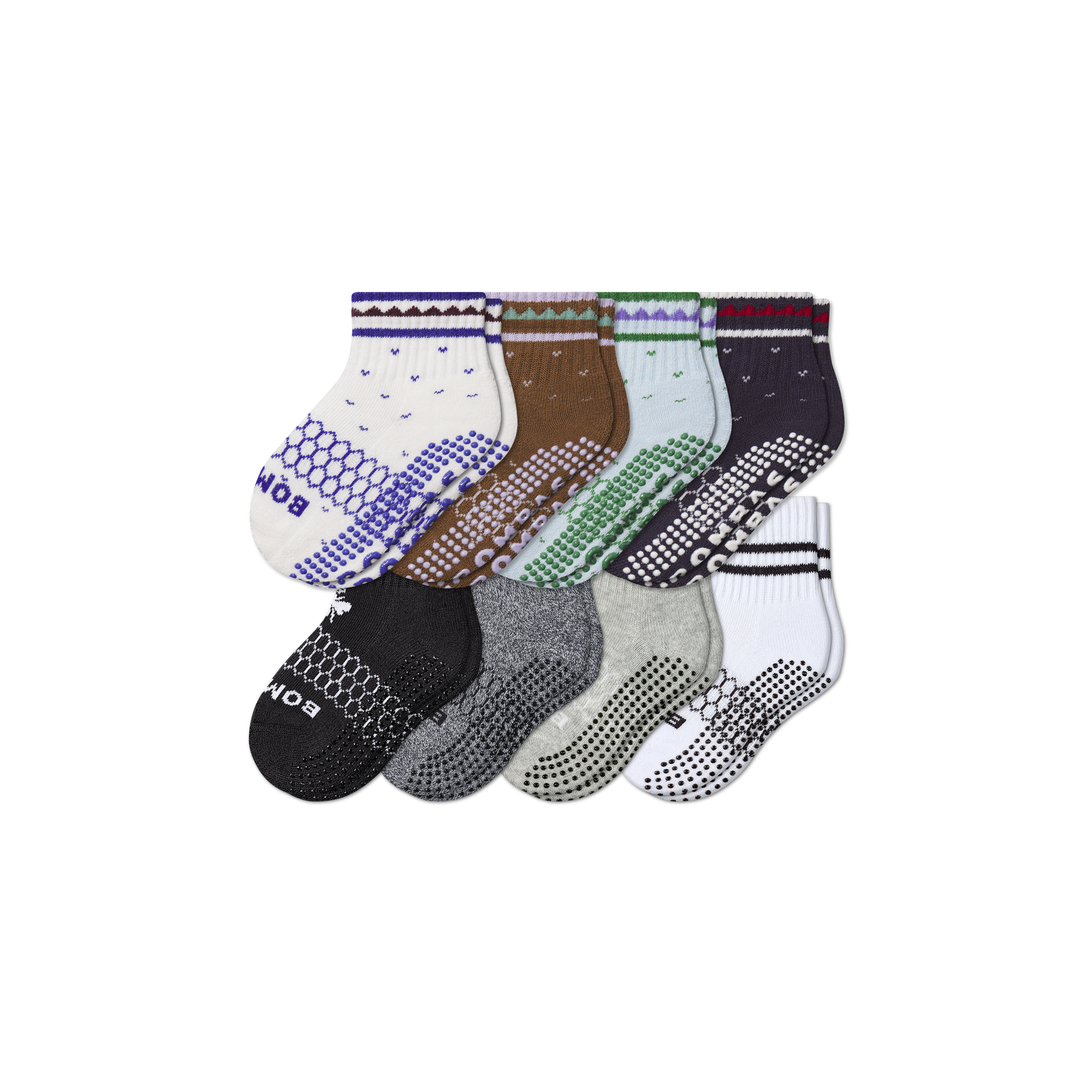 Toddler Gripper Calf Sock 8-Pack - Gingerbread Originals Mix L