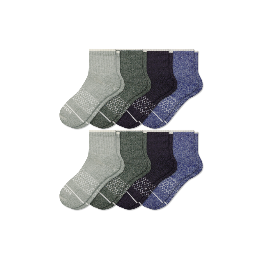 Men's Merino Wool Blend Quarter Sock 8-Pack - Active School Pair