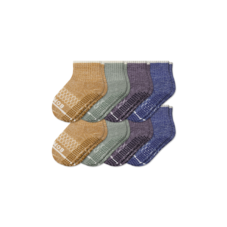 Toddler Merino Wool Blend Gripper Calf Sock 8-Pack - Soft Weekend Support