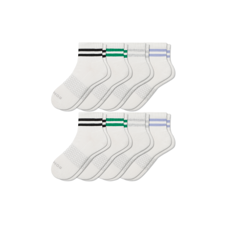 Men's Vintage Stripes Quarter Sock 8-Pack - Breathable Low Cut Rotation