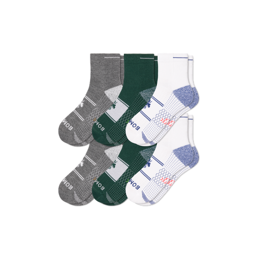 Men's Golf Quarter Sock 6-Pack - grey green mix L
