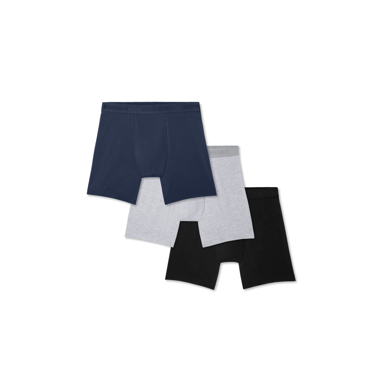 Men's Cotton Modal Blend Boxer Brief - Classic Fly 3-Pack - Grey Navy Black Mix L