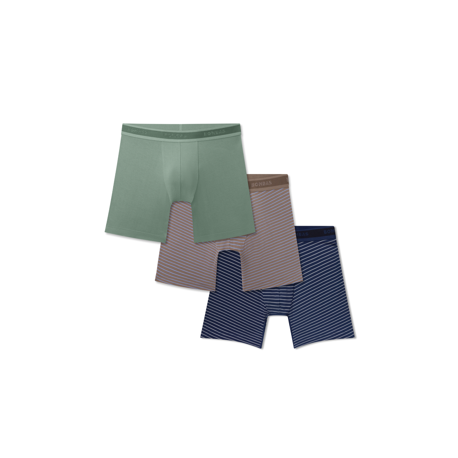 Men's Soft Flex Boxer Brief 6" 3-Pack - Grey Sage Navy Mix L