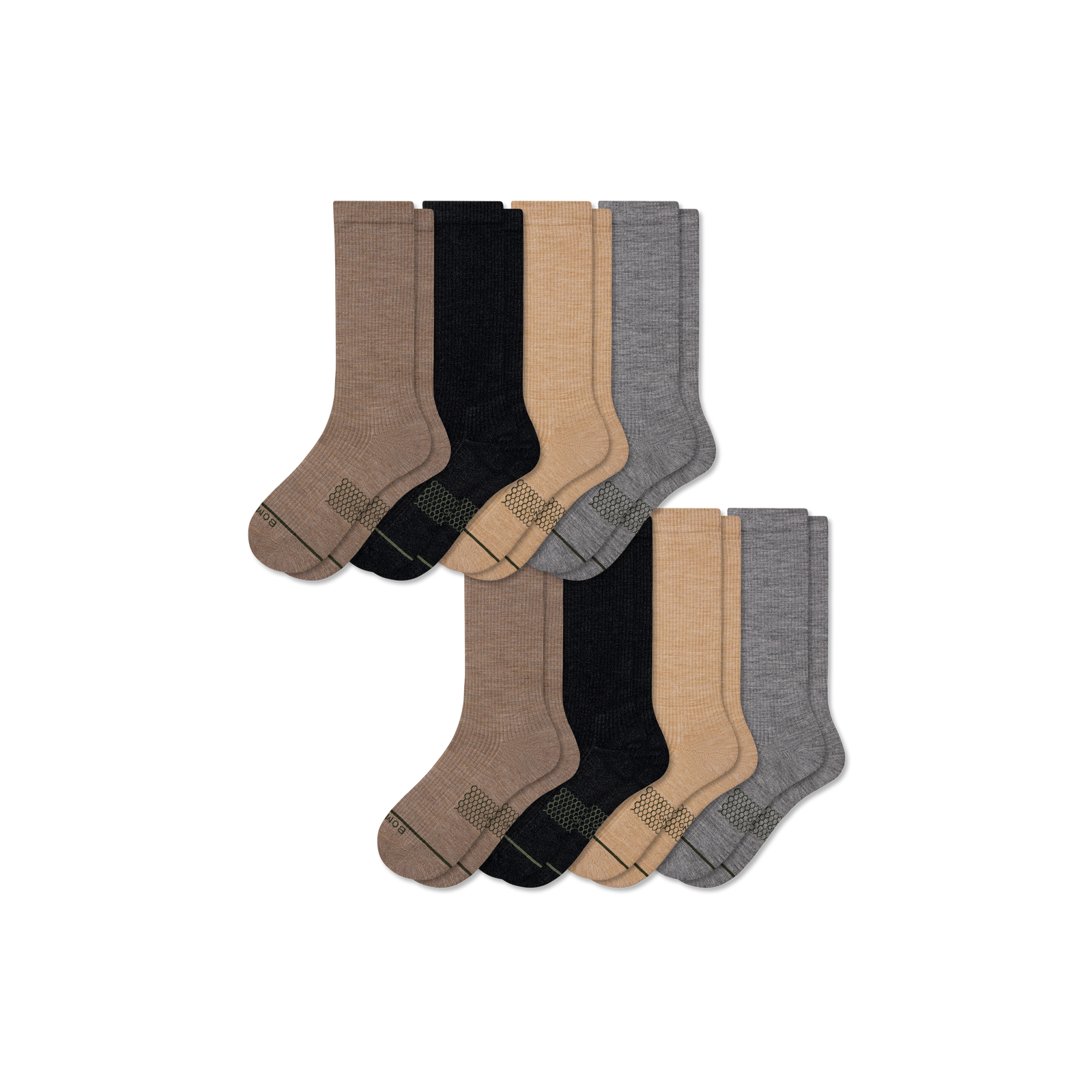Merino Modern Rib Calf Sock 8-Pack - Grey Taupe Mix L