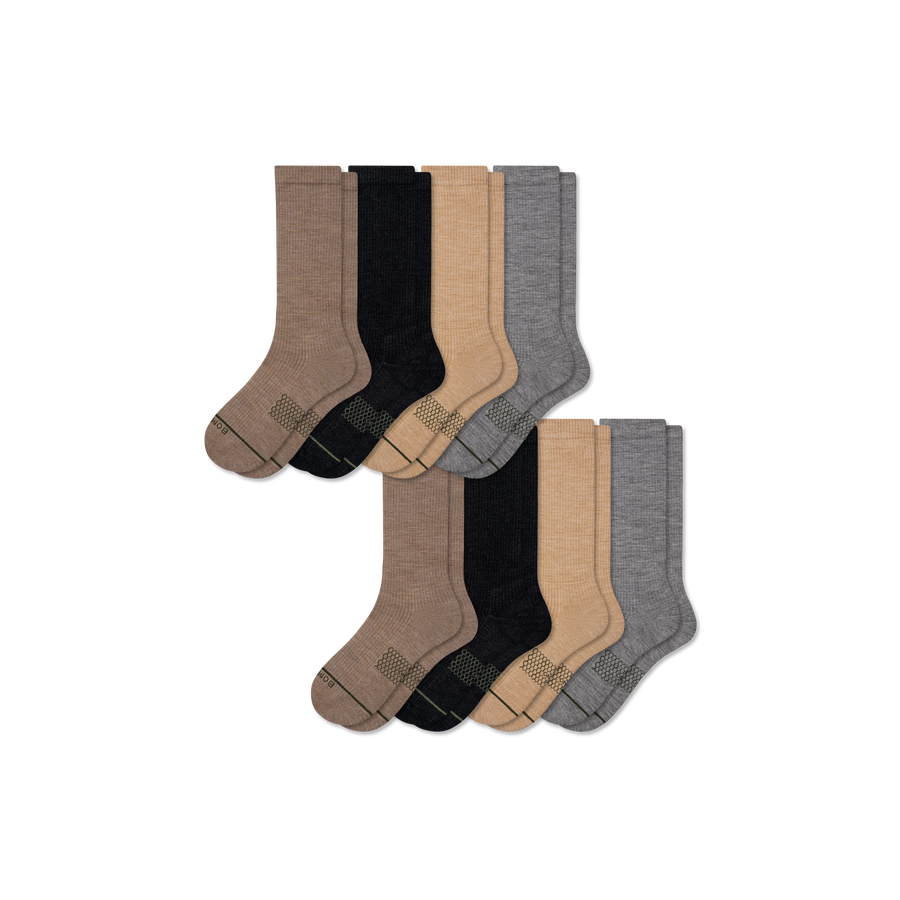 Men's Merino Wool Blend Modern Rib Calf Sock 8-Pack - Trail Travel Move