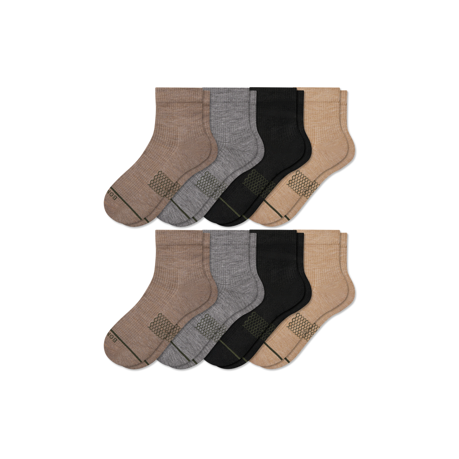 Women's Merino Wool Blend Modern Rib Quarter Sock 8-Pack - Fresh Studio Cushion