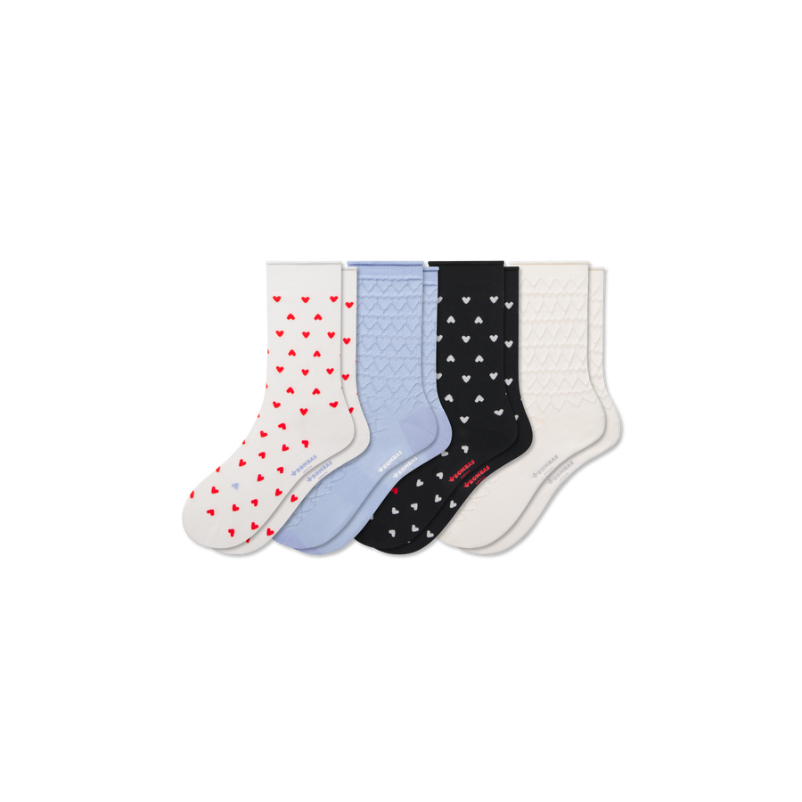 Women’s Hearts Half Calf Sock 4-Pack - Soft Court Wear