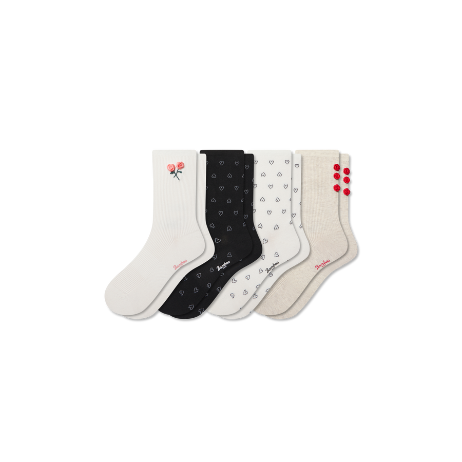 Women’s Valentine’s Day Lightweight Half Calf Sock 4-Pack - Cushion Court Wear