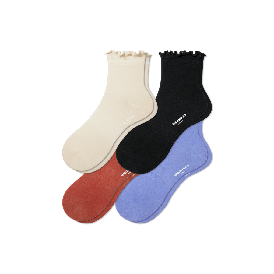 Women's Lightweight Frill Quarter Sock 4-Pack - Weekend Crew Rotation