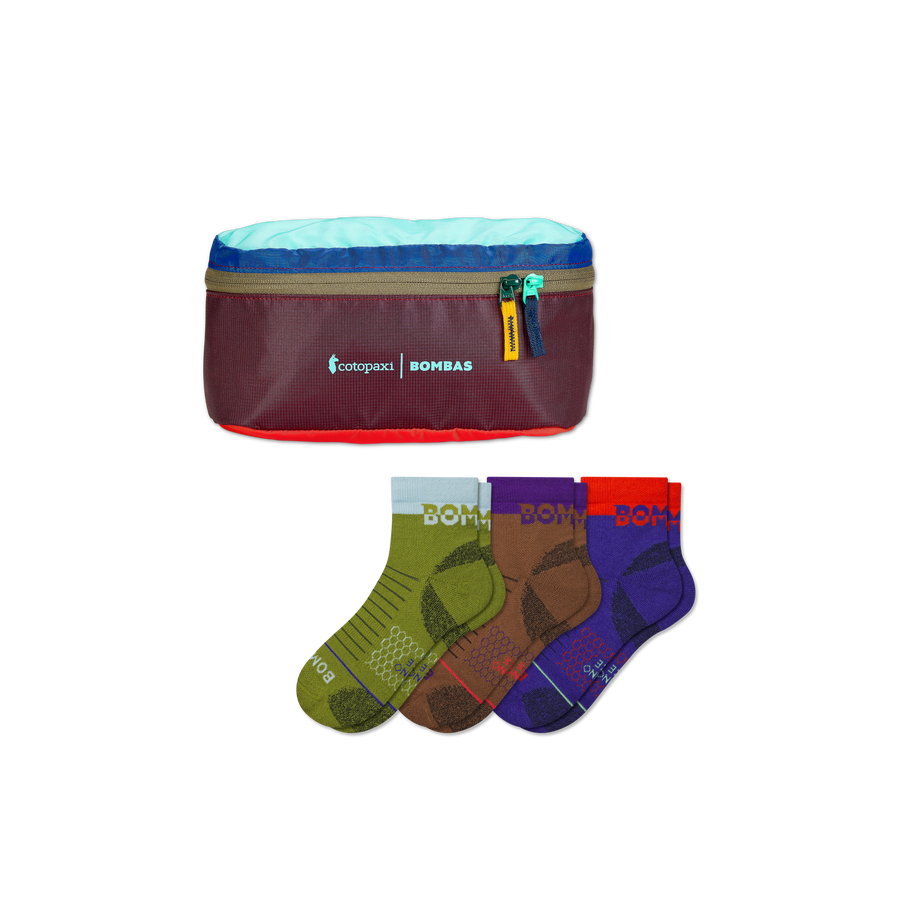 Men's Merino Wool Blend Hiking Quarter Sock 3-Pack & Cotopaxi Fanny Pack - Smart Packing Storage