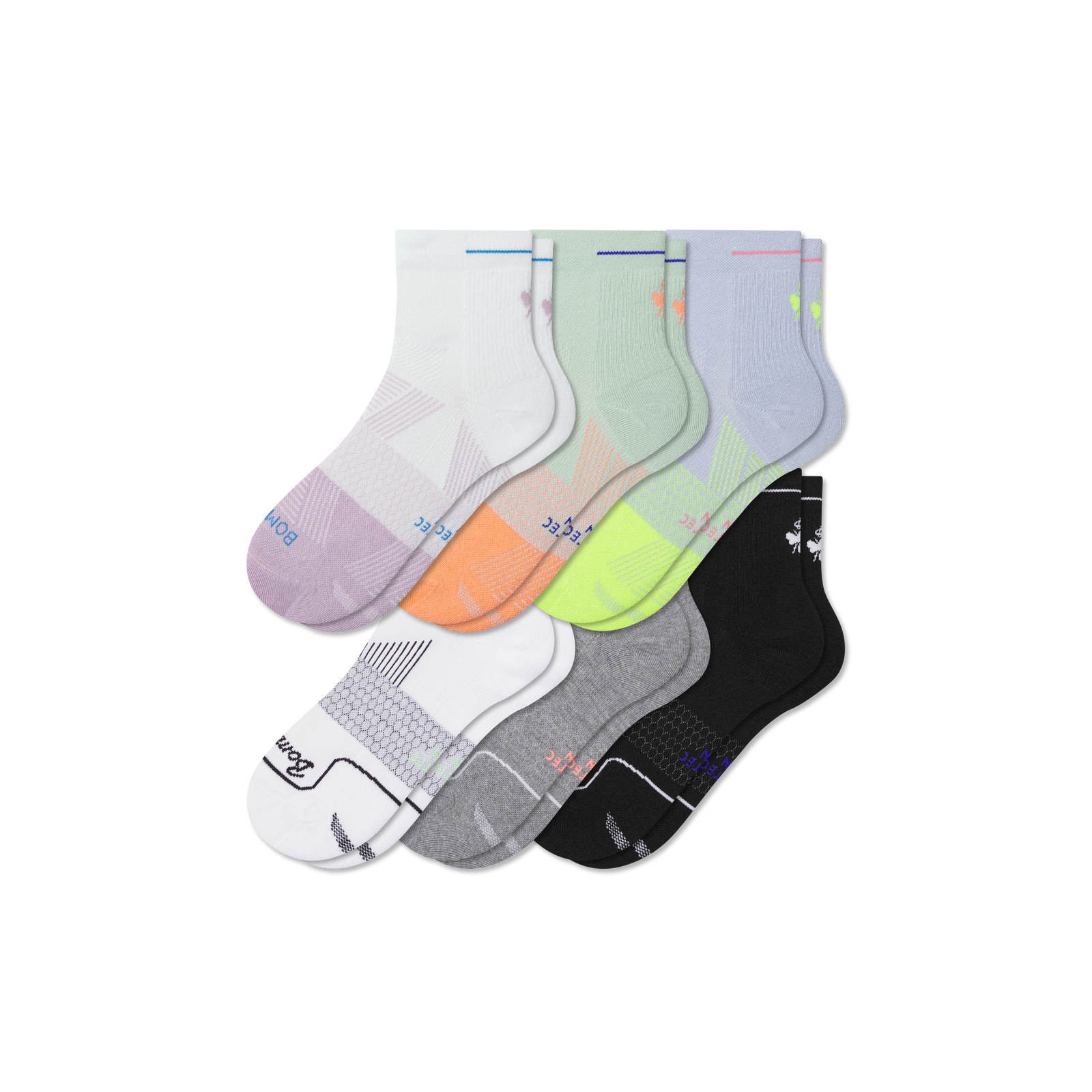 Run Quarter Sock 6-Pack - Lavender Mint Mix L