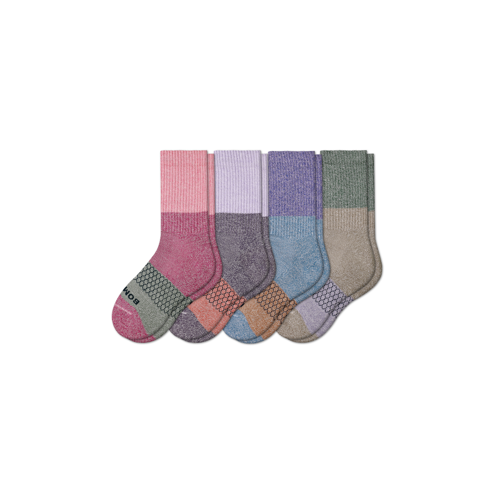 Youth Tri-Block Calf Sock 4-Pack - lupine-rose-mix - 1
