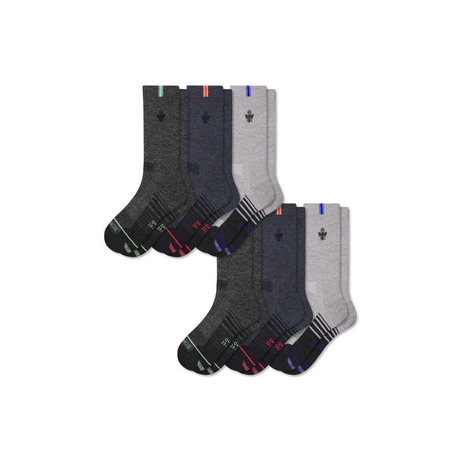 Men's Merino Wool Blend Run Calf Sock 6-Pack - Smooth Recovery Pair