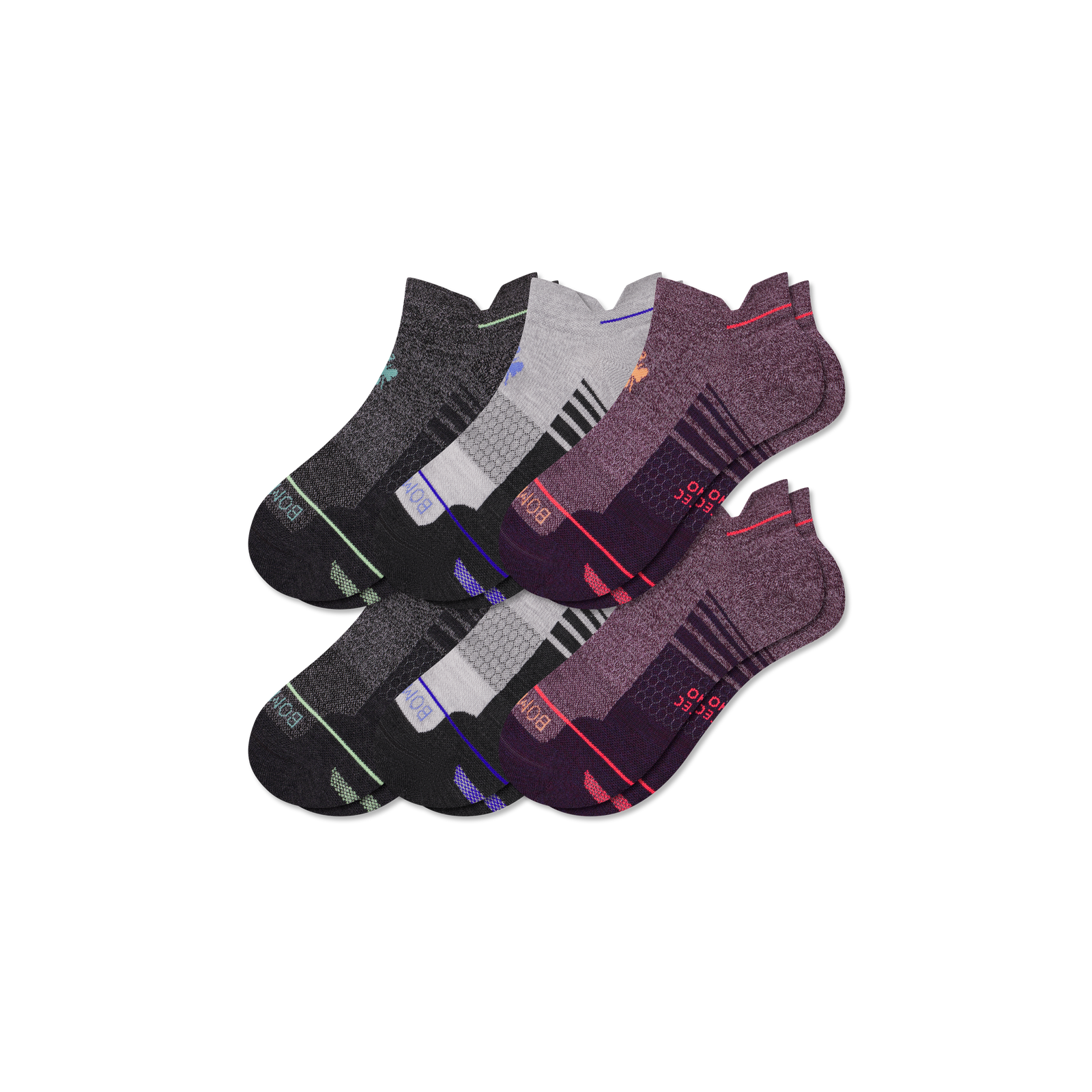 Men's Merino Wool Blend Athletic Ankle Sock 6-Pack - Meteor Mix L