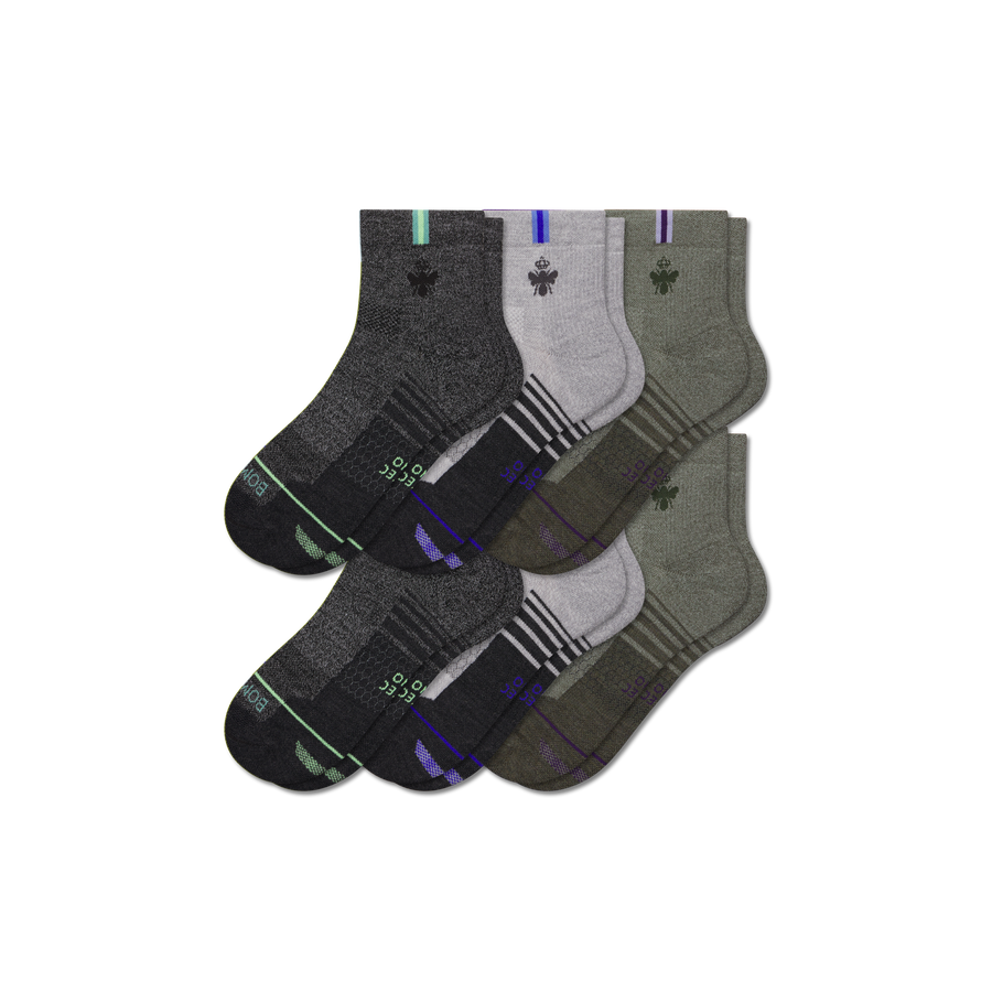 Women's Merino Wool Blend Run Quarter Sock 6-Pack - Steady Low Cut Pair