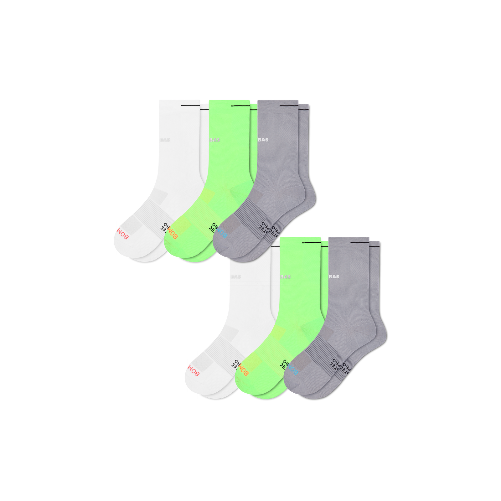 Women's RunPro Half Calf Sock 6-Pack - moonlight lime mix L
