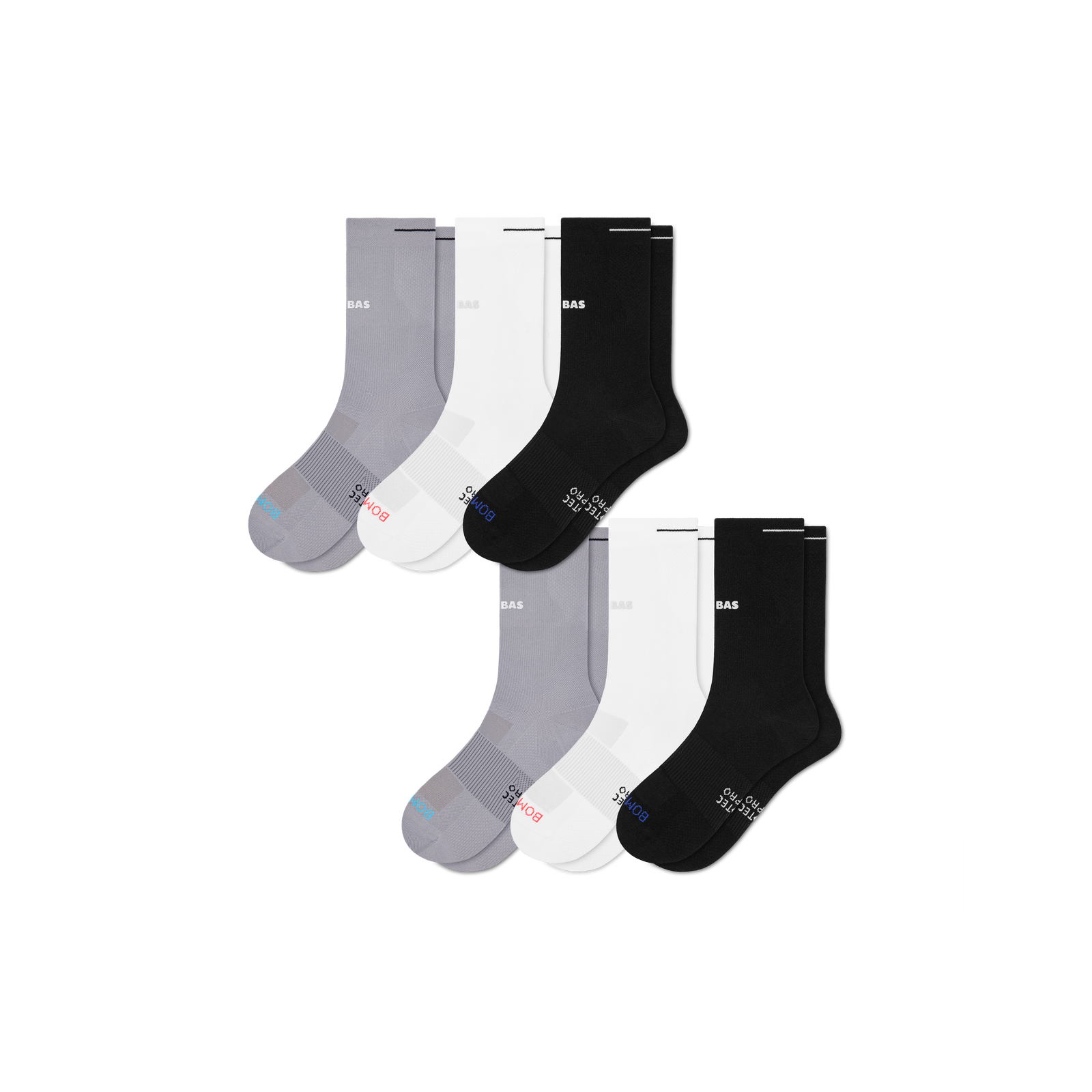 Women's RunPro Half Calf Sock 6-Pack - moonlight white mix L