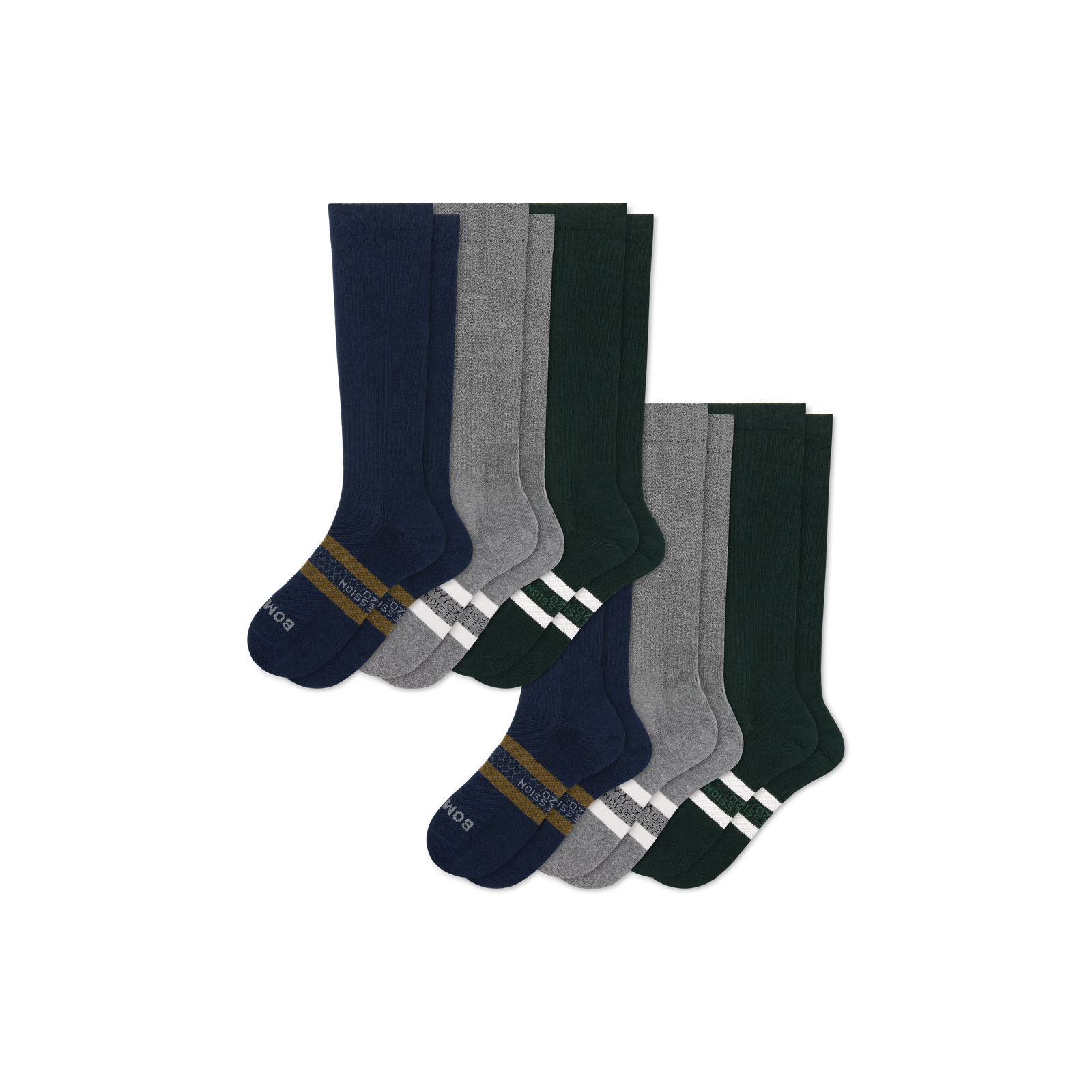 Men's Everyday Compression Sock 6-Pack (15-20mmHg) - Navy Forest Mix L