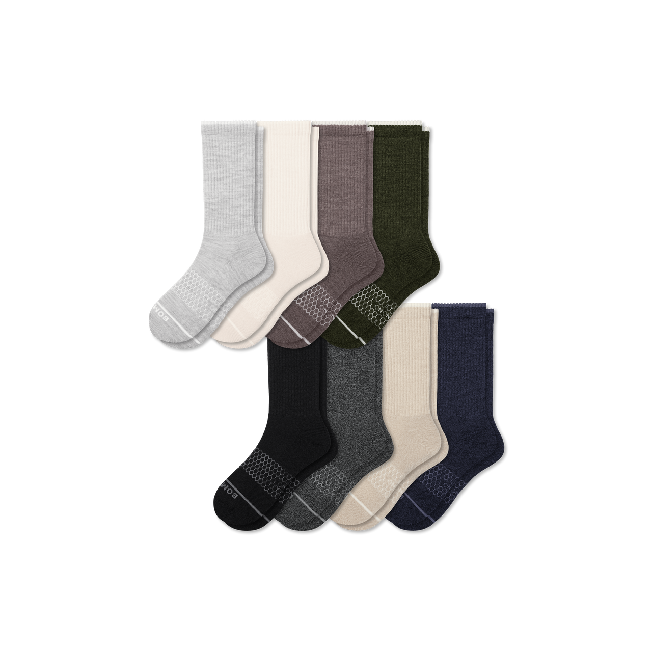 Men's Merino Wool Blend Calf Sock 8-Pack - Shades Mix
