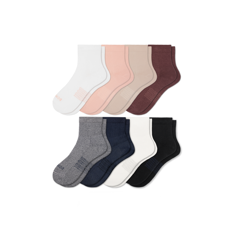 Women's Modern Rib Quarter Sock 8-Pack - Trail Court Step