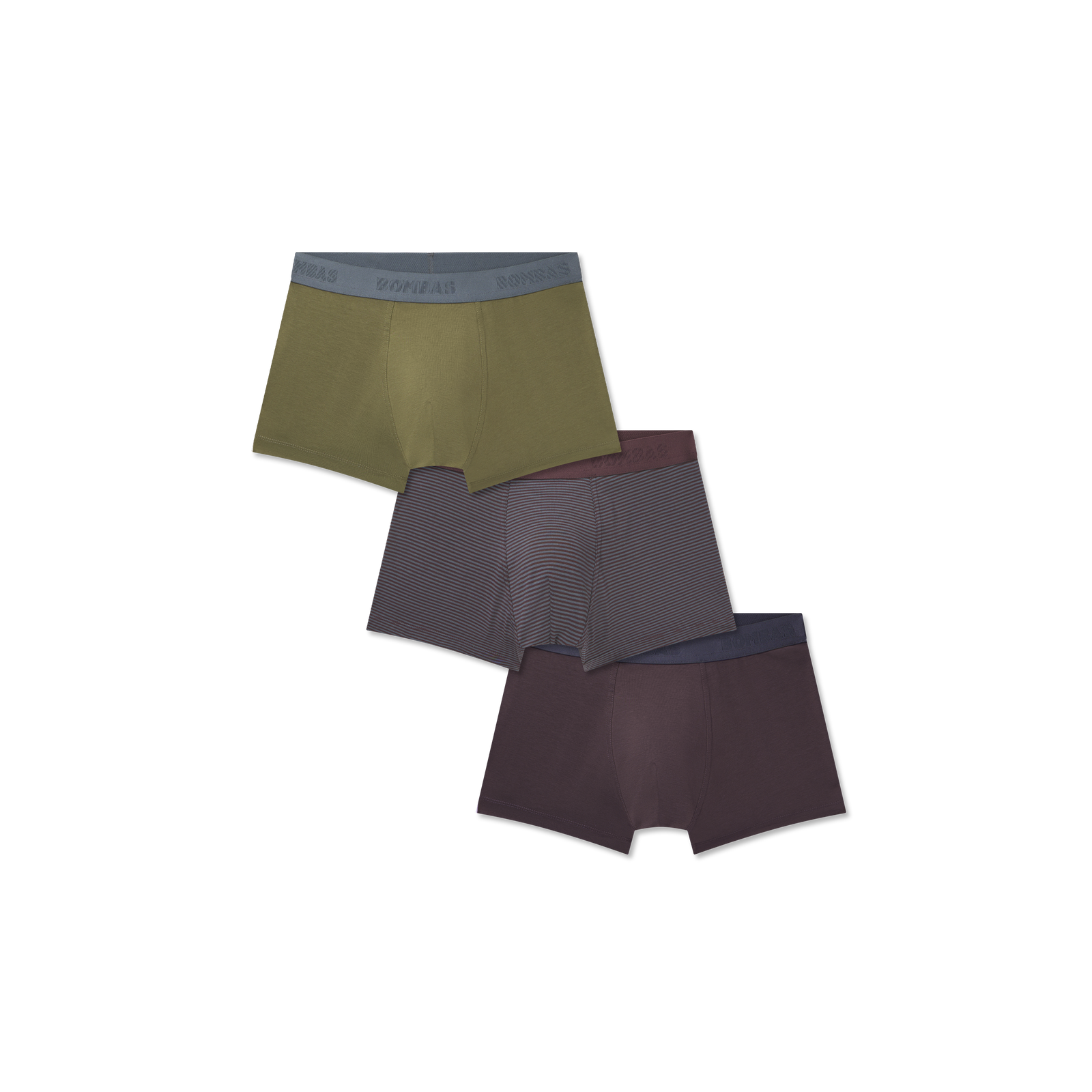 Men's Cotton Modal Blend Trunk 3-Pack - Olive Moss All Spice Mix L