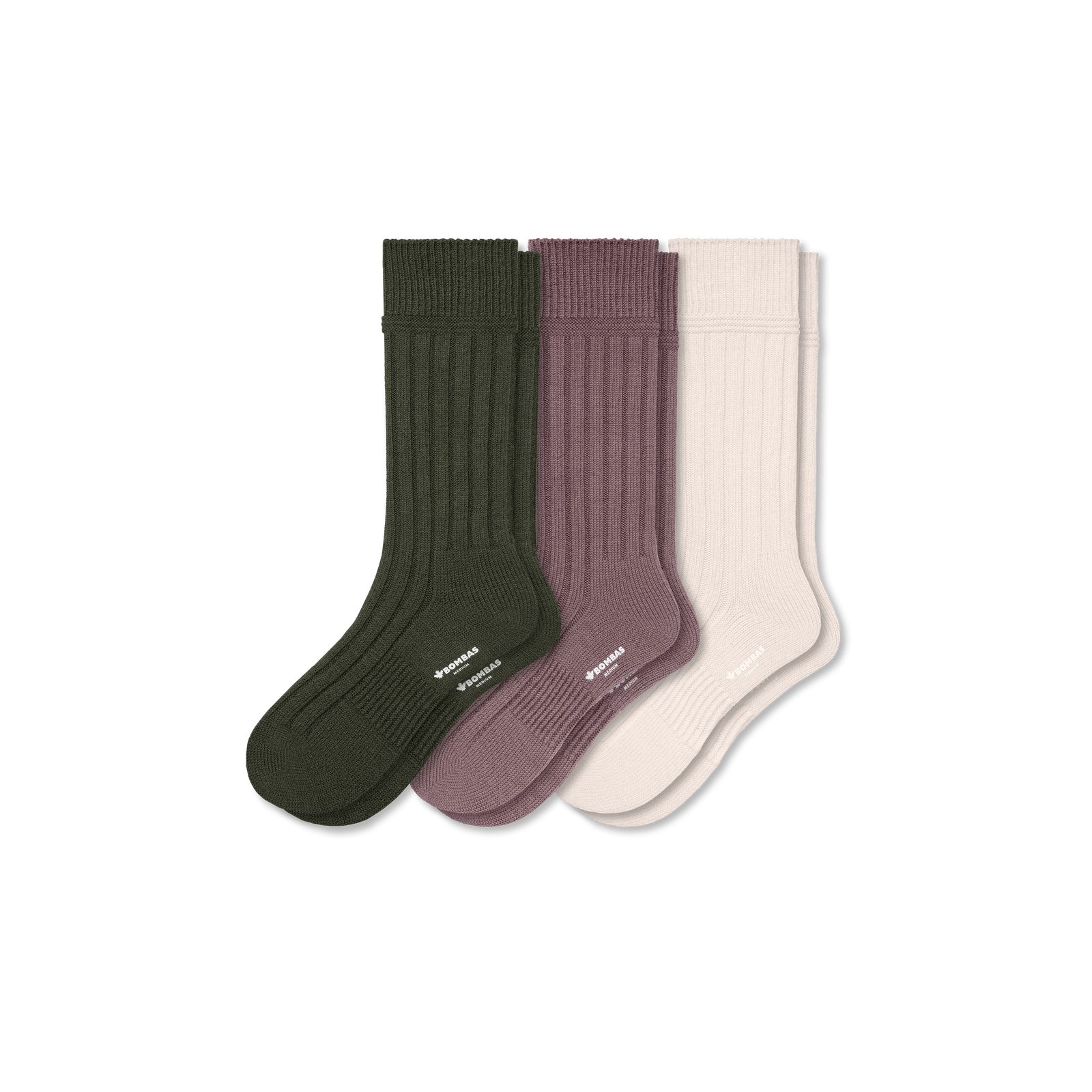 Men's Merino Cashmere Blend Rib Calf Sock 3-Pack - Olive Sandalwood Mix L