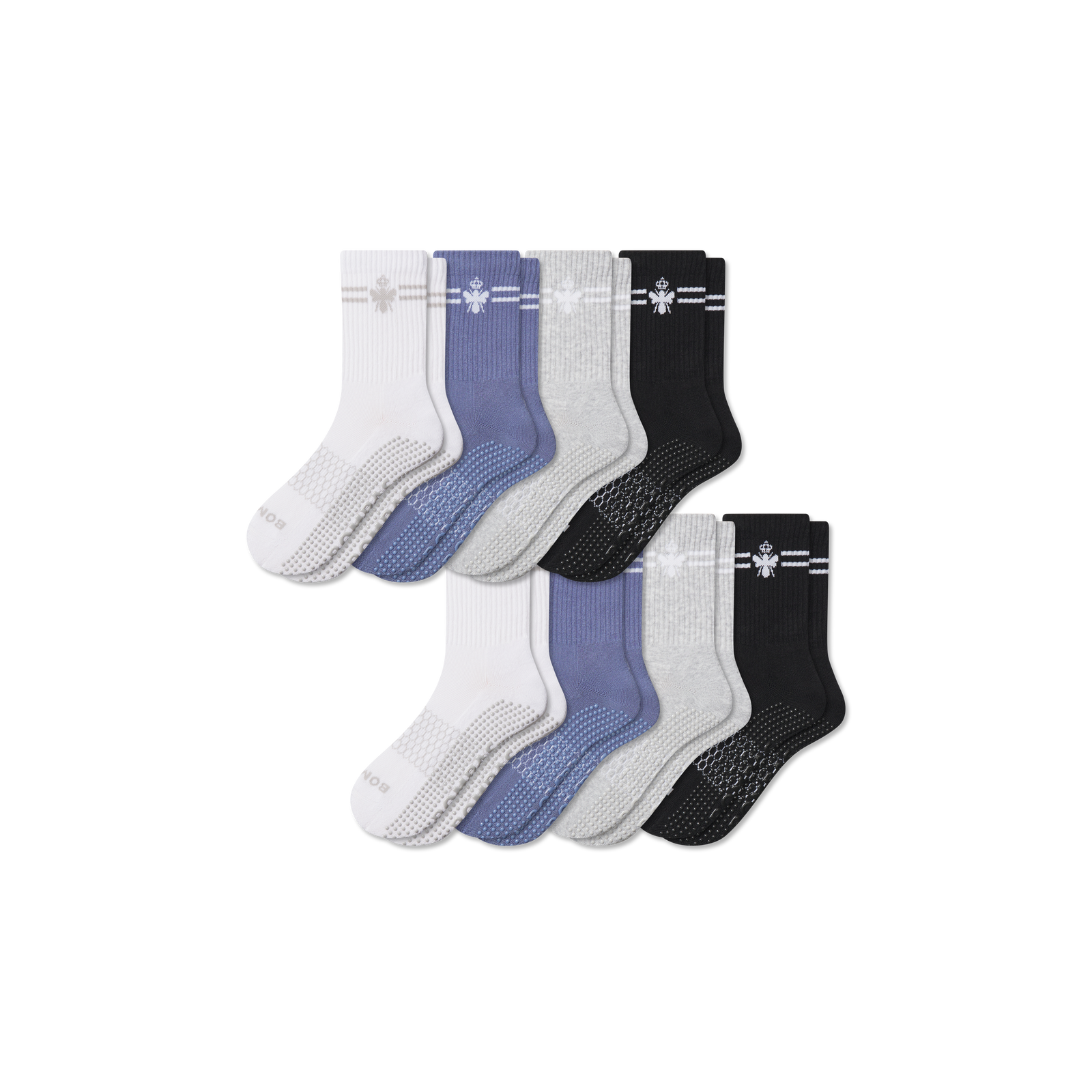 Men's Gripper Half Calf Sock 8-Pack - Oyster White Mix L