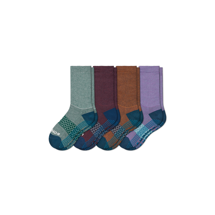 Youth Microstripe Gripper Calf Sock 4-Pack - Home Step