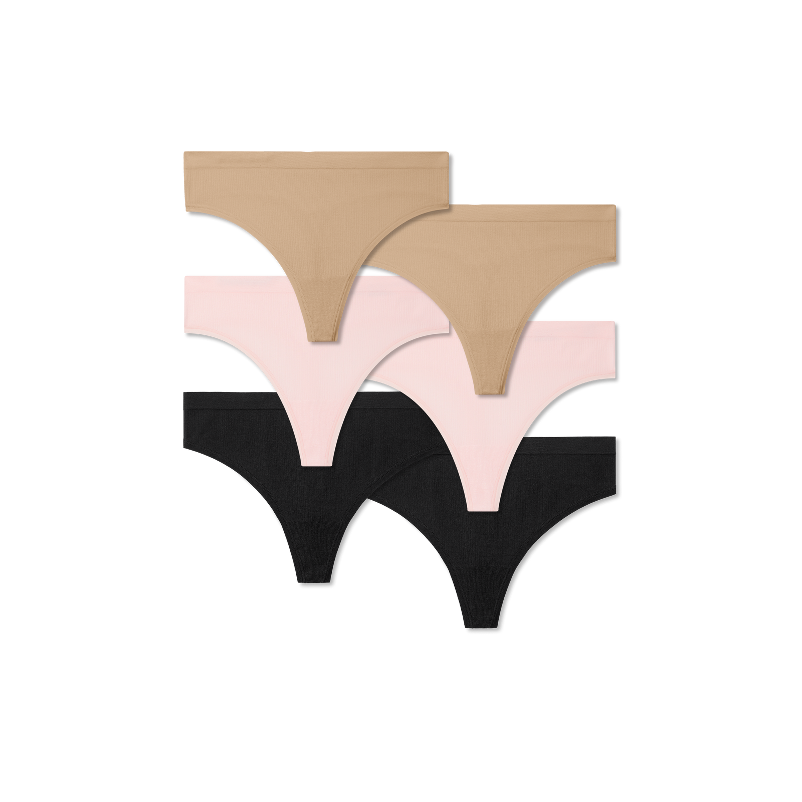 Women's Seamless Thong 6-Pack - Pink Black Sand Mix L