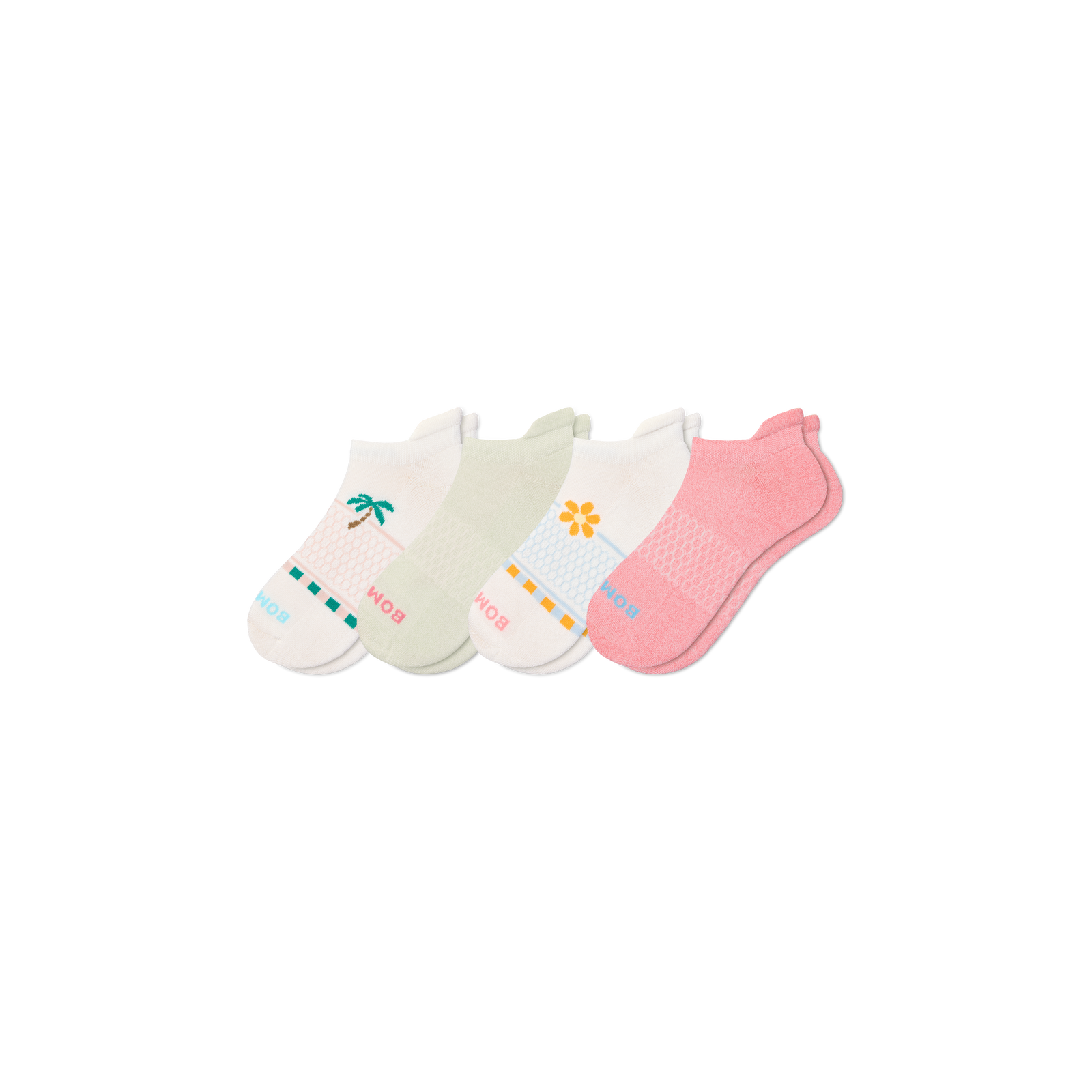 Women's Beach Day Ankle Sock 4-Pack - Pink Palm Mix