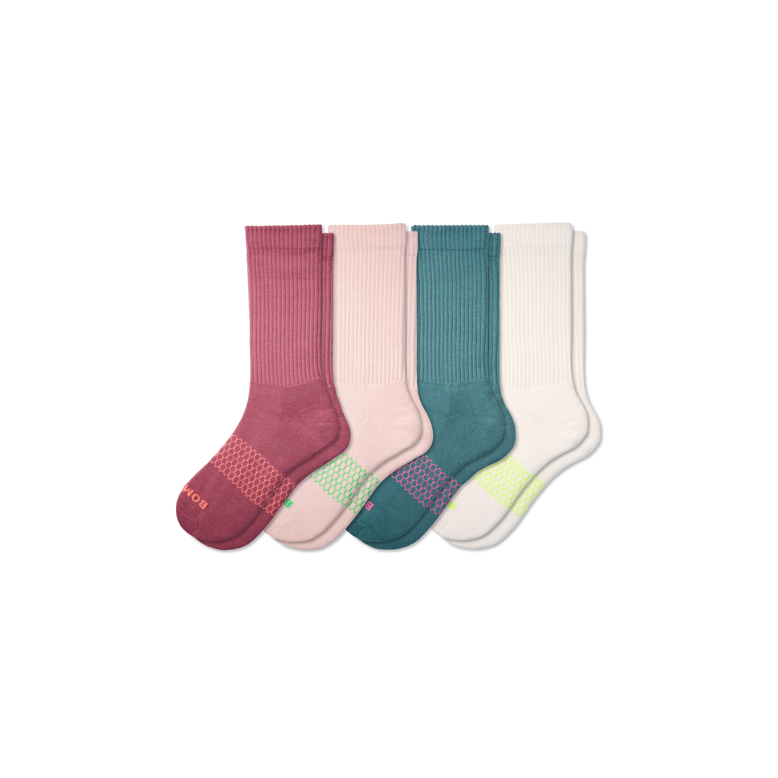 Women's Solids Calf Sock Pink Rose Mix 4-Pack L