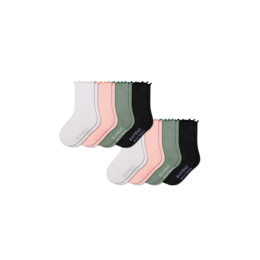 Junior Ruffle Rib Calf Sock 8-Pack - Outdoor Travel Wear