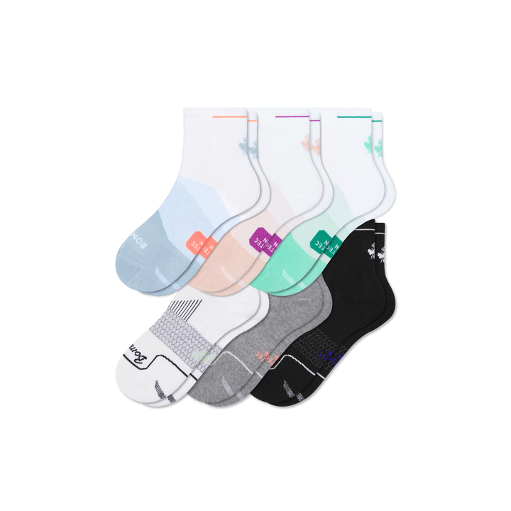 Women's Run Quarter Sock 6-Pack - pink shadow mix L