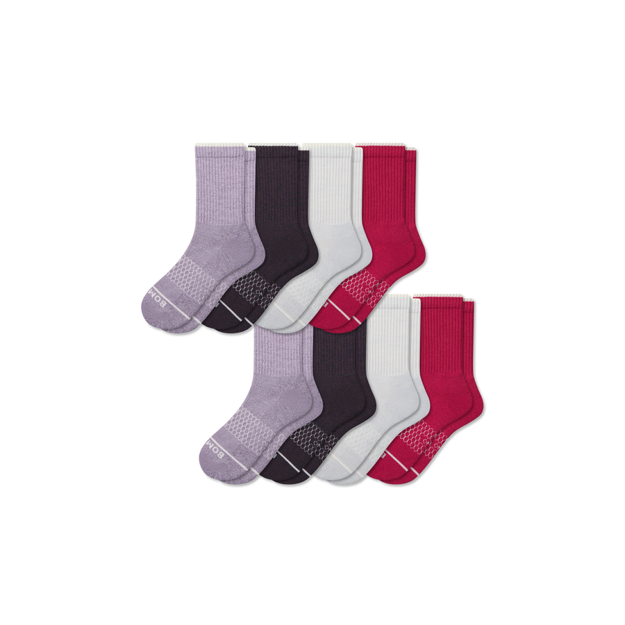 Women's Merino Wool Blend Half Calf Sock 8-Pack - Run Lounge Cushion