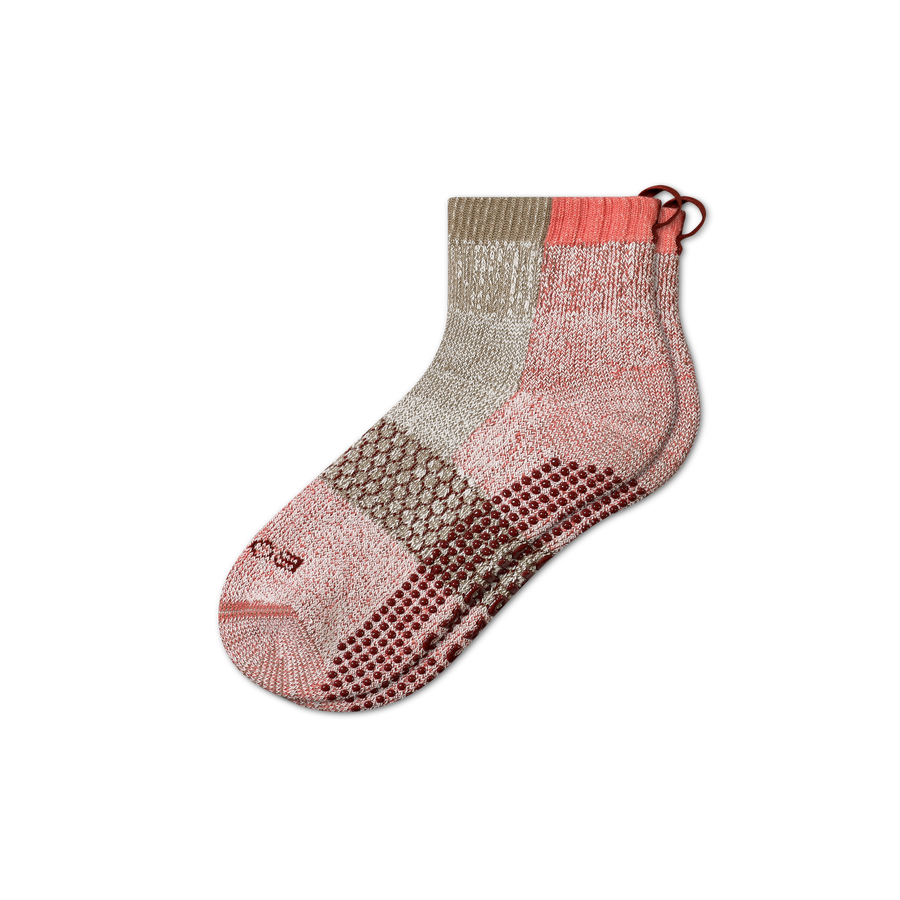 Women's Merino Wool Blend Gripper House Socks - Smooth School Cushion