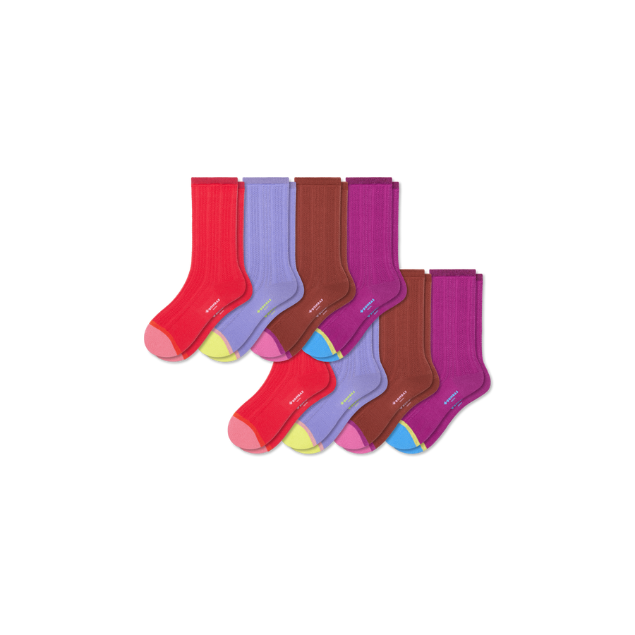 Youth Pointelle Calf Sock 8-Pack - Breathable Low Cut Move