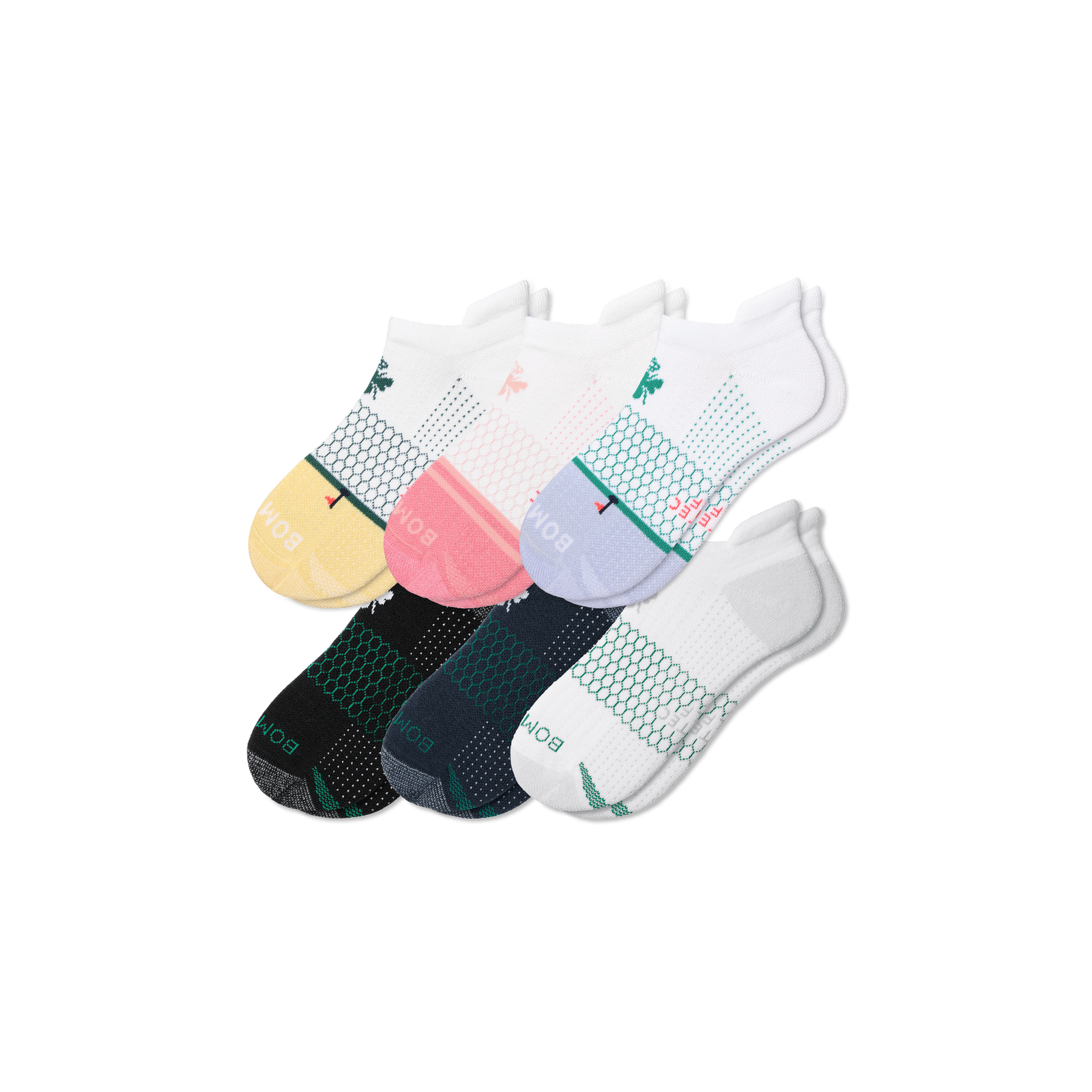 Women's Golf Ankle Sock 6-Pack - reef core mix L