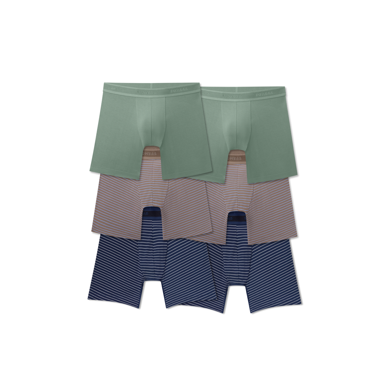 Men's Soft Flex Boxer Brief 6" 6-Pack - Sage Fashion Pack L