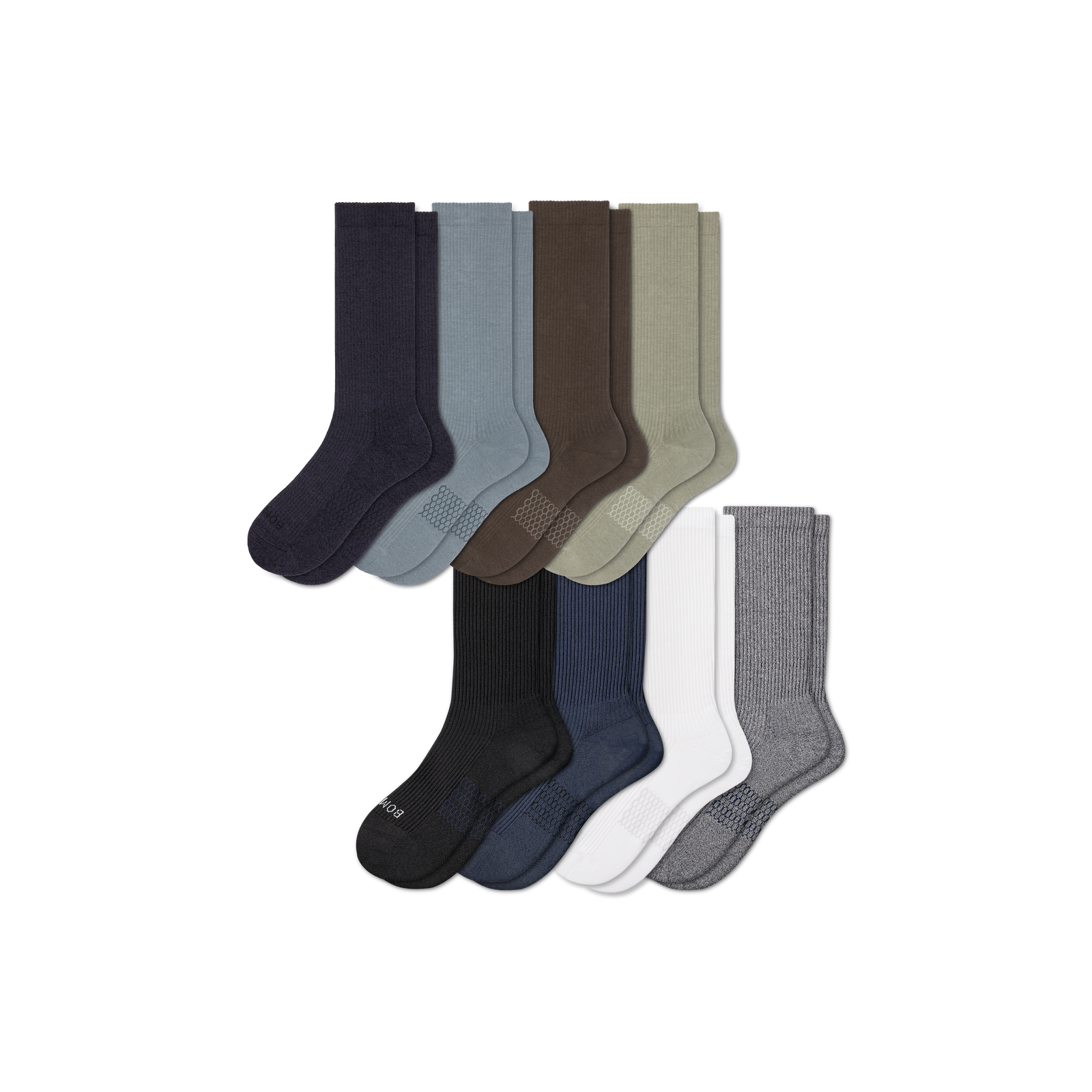 Men's Modern Rib Calf Sock 8-Pack - sage storm mix L