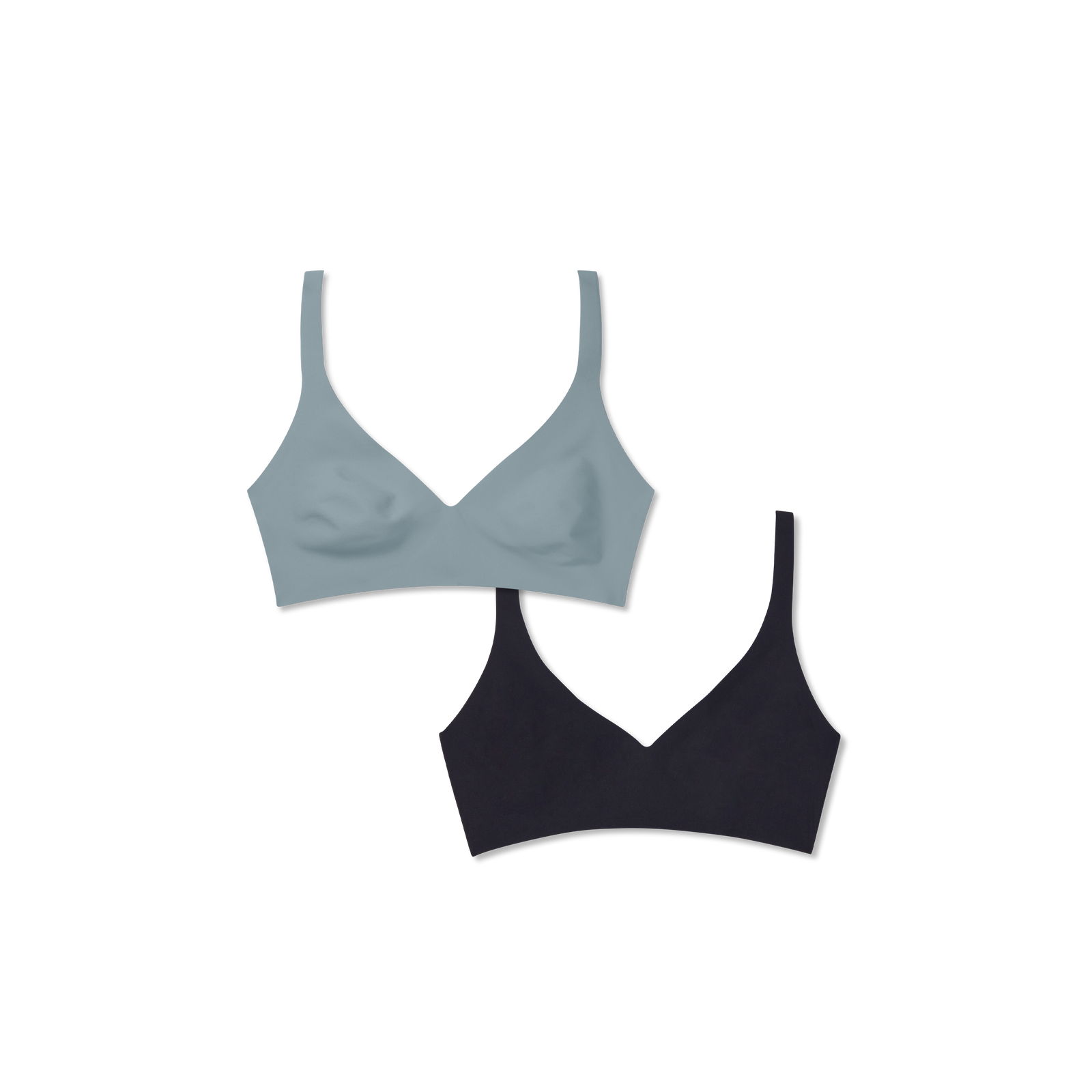 Womenâ€™s No Show Plunge Bralette 2-Pack - Sea Storm x Black L