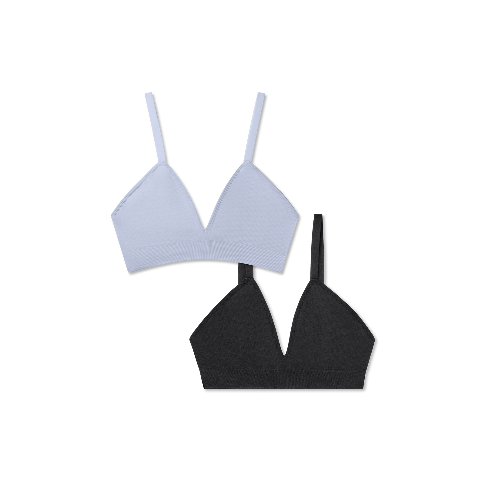 Women's Seamless Triangle Bralette 2-Pack - Skysail Blue x Black L