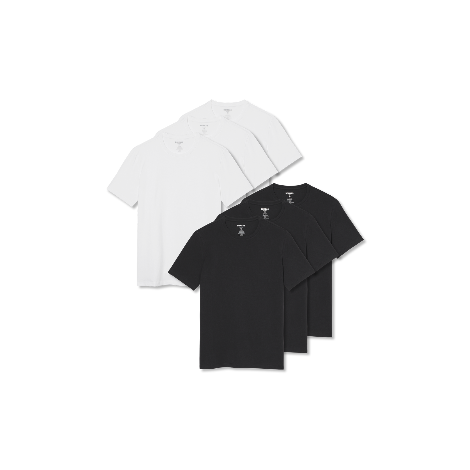 Men's Pima Cotton Slim Crew Neck T-Shirt 6-Pack - Soft White Black L