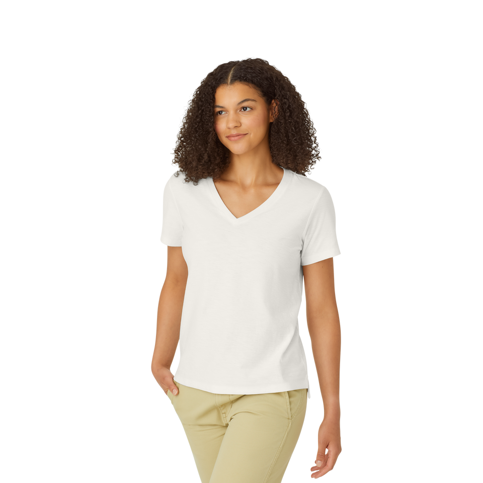 Air Slub V-Neck T-Shirt Soft White WO1