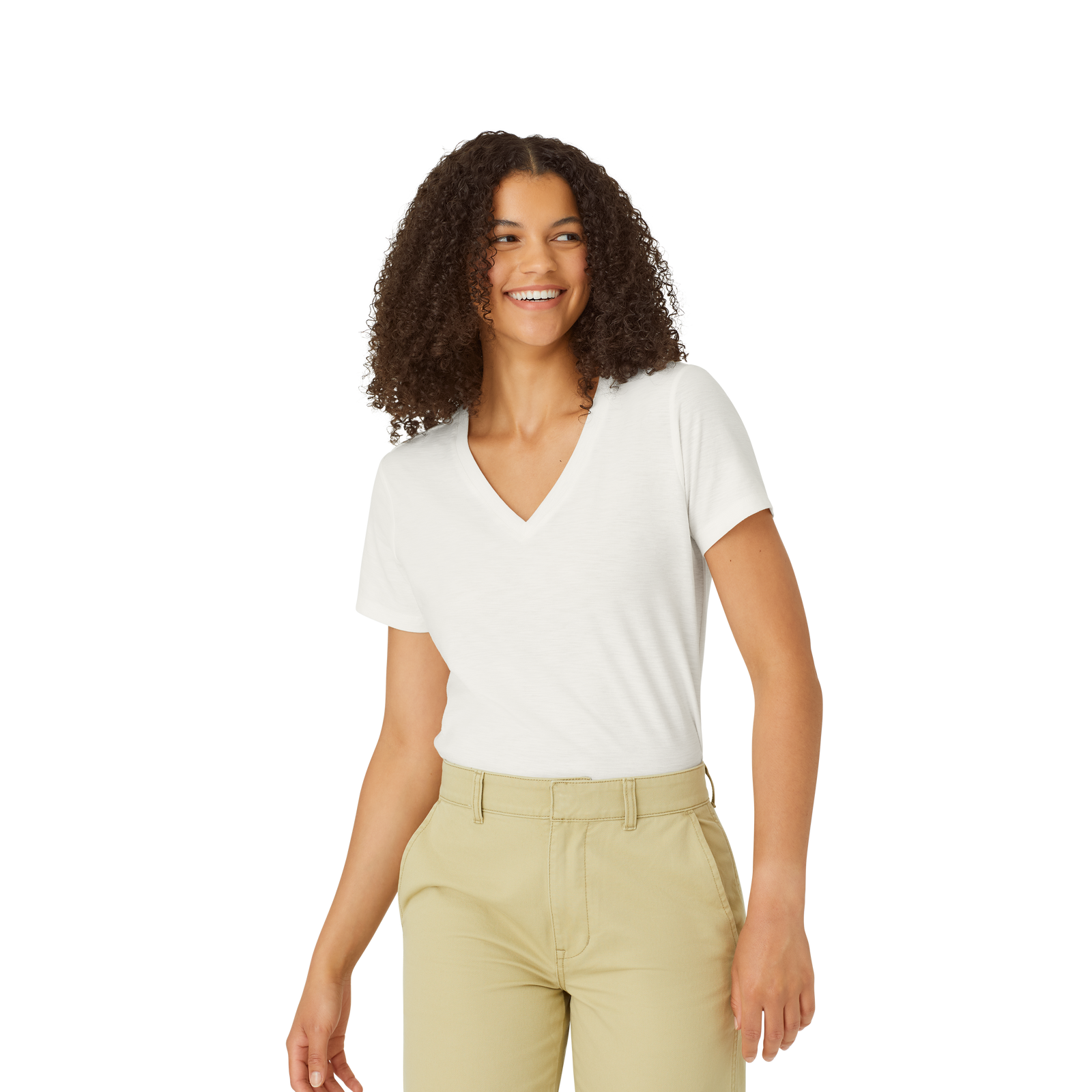 Air Slub V-Neck T-Shirt Soft White WO4
