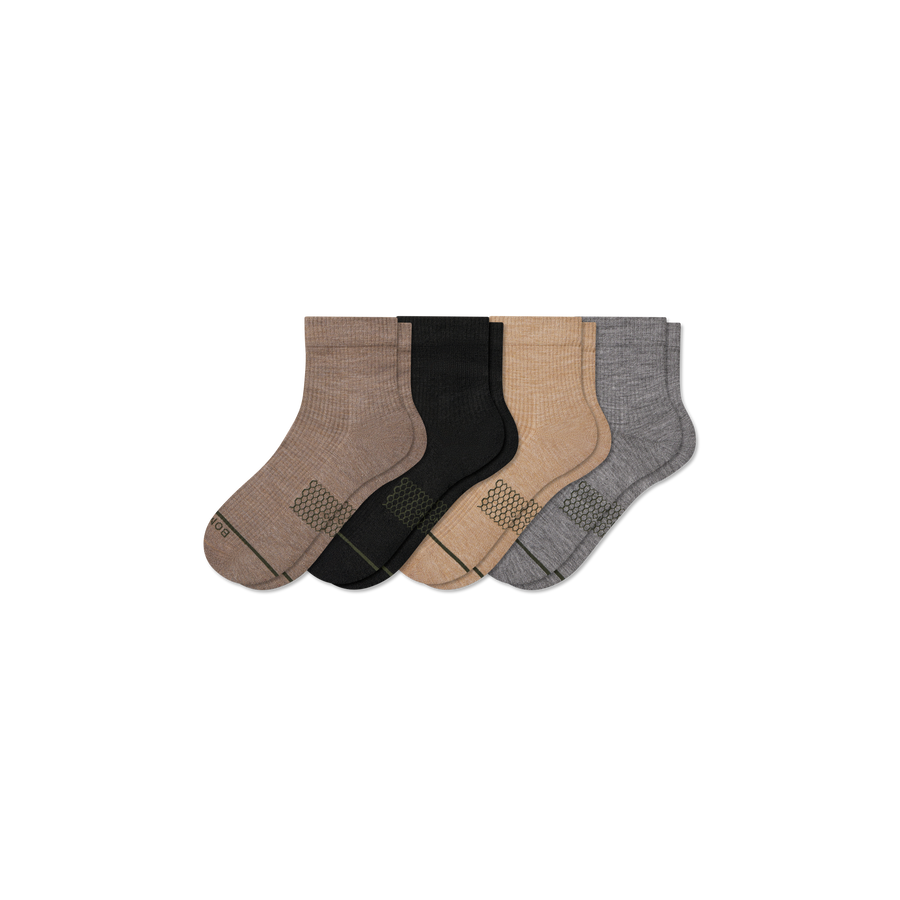 Men's Merino Wool Blend Modern Rib Quarter Sock 4-Pack - Weekend Hike Step