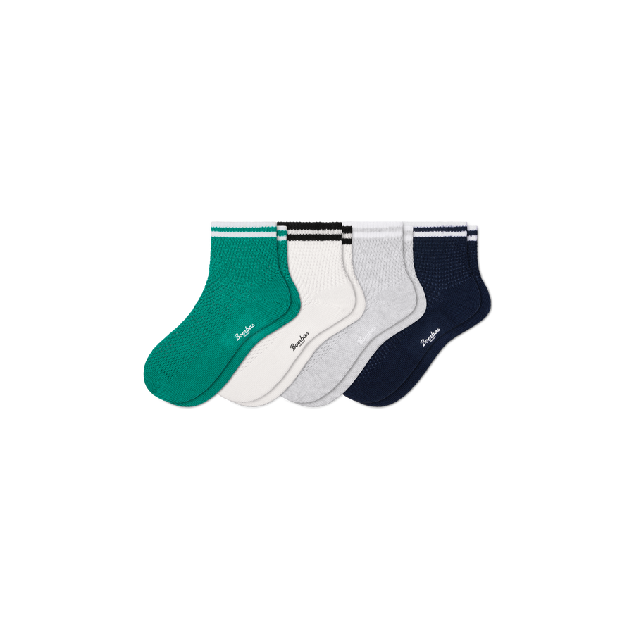 Women's Vintage Stripes Open Knit Quarter Sock 4-Pack - Trail Run Support