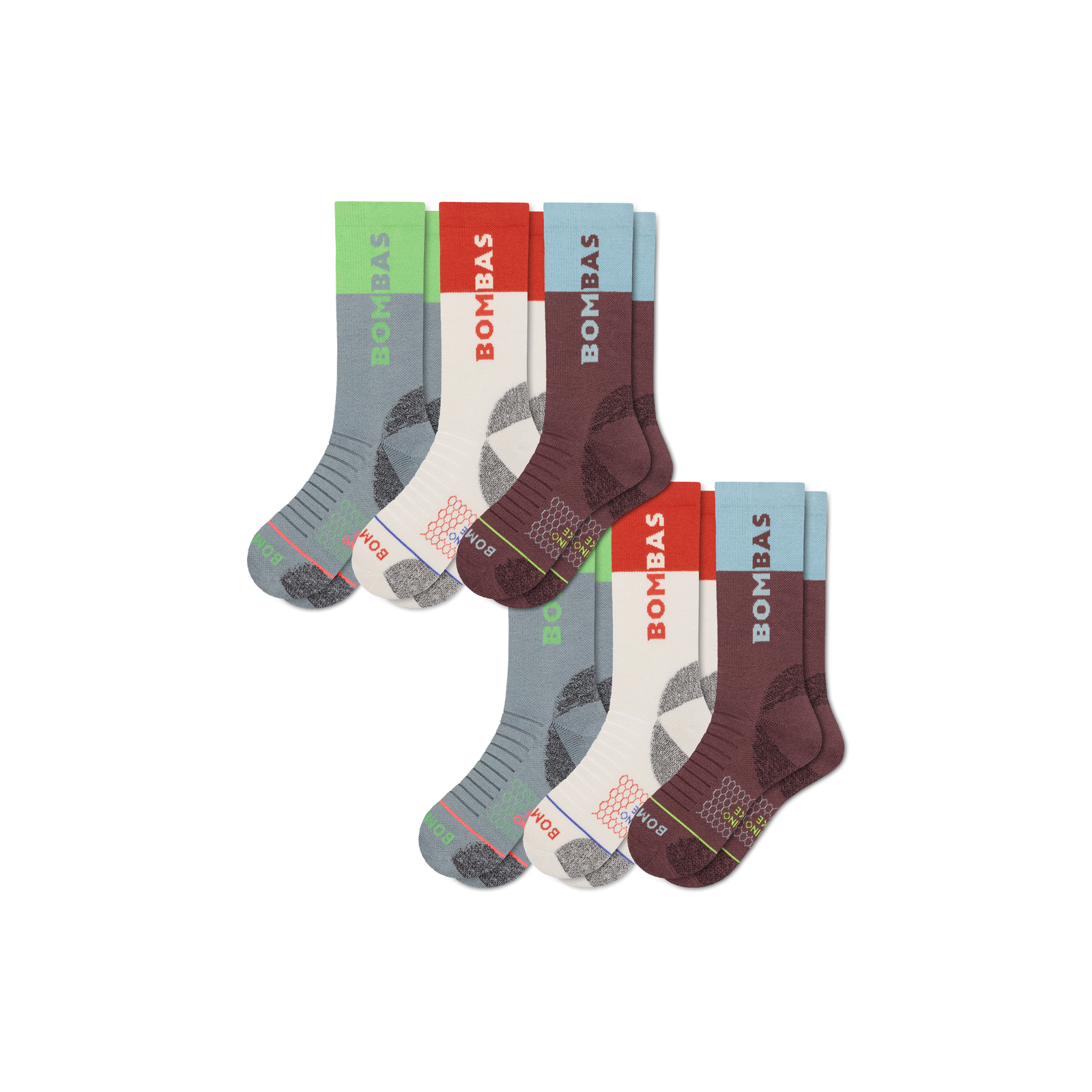 Men's Merino Wool Blend Hiking Calf Sock 6-Pack - vintage plum mix L