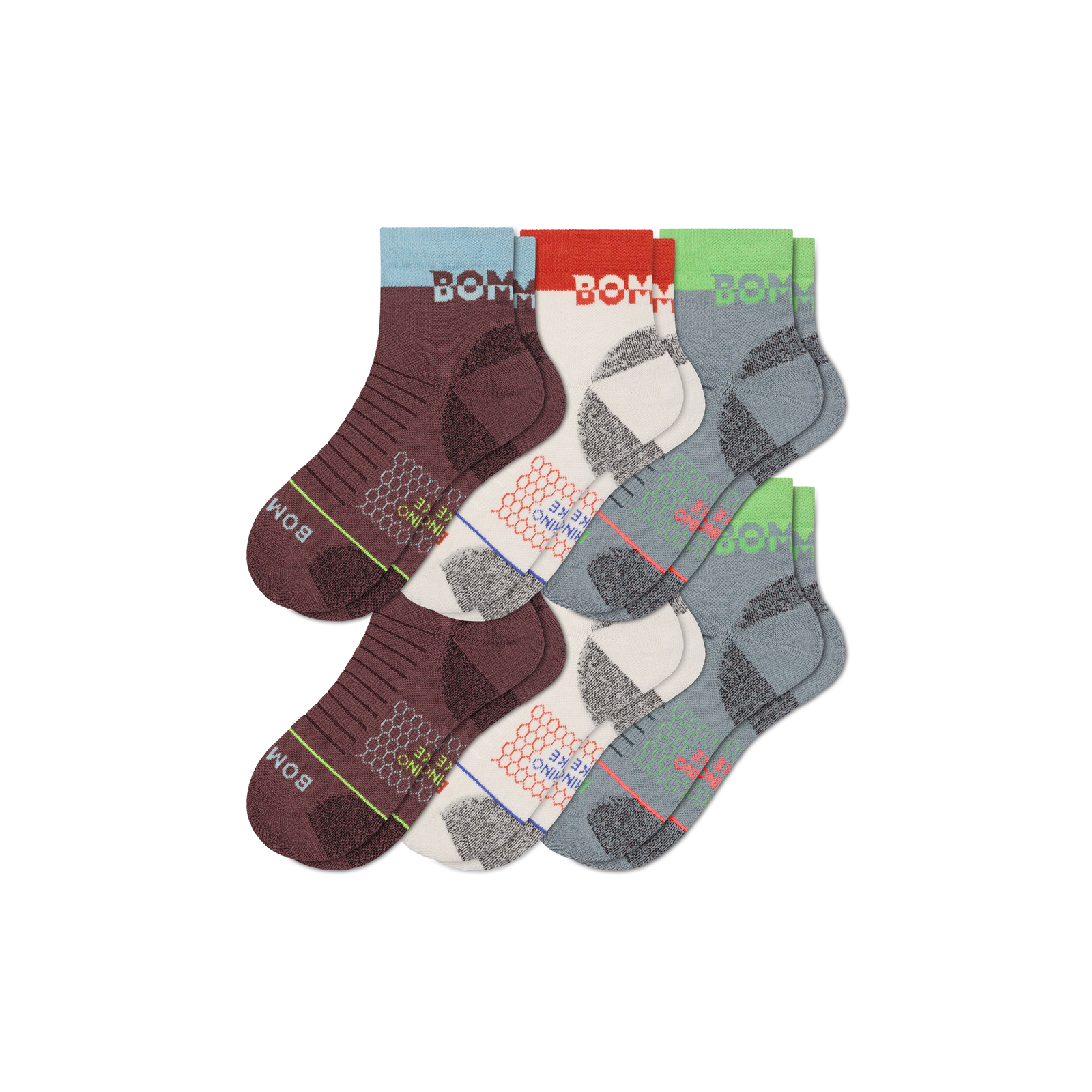 Merino Wool Blend Hiking Quarter Sock 6-Pack - vintage plum mix L